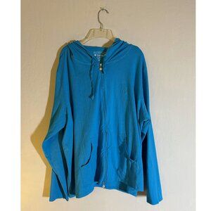 Coolibar XXL UPF 50+ Teal Blue Zip-Up Hoodie Jacket Stretch Soft